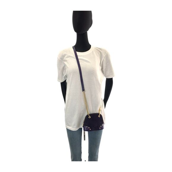 Celine Vintage Suede Leather Circle Logo Studded Crossbody Bag - Picture 6 of 6